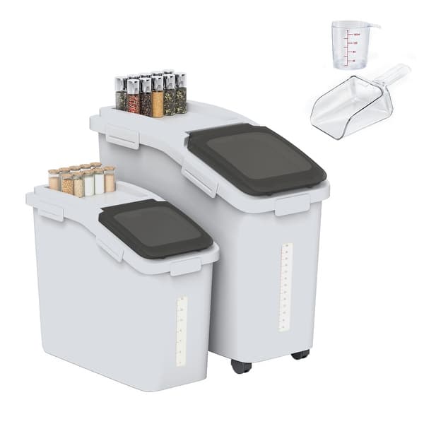 DWVO Large Ingredient Storage Bins, 11.4-Gallon Flour Rice