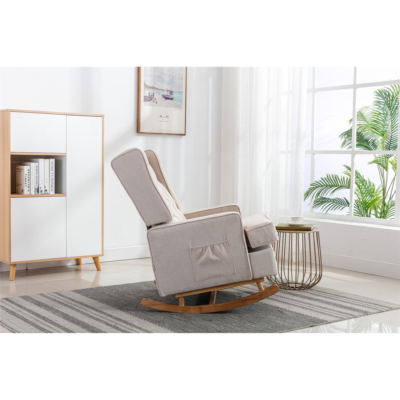 Nursery Rocking Chair Upholstered Mid Century Modern Rocker