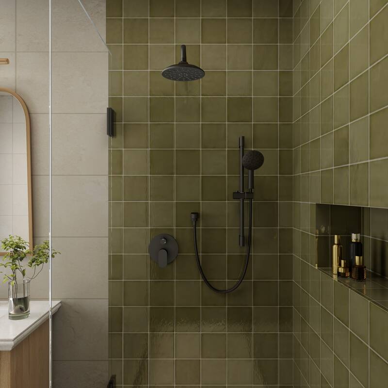 4-Spray Wall Mount Dual Fixed and Handheld Shower Head with Adjustable Slide Bar and Pressure-Balanced Valve