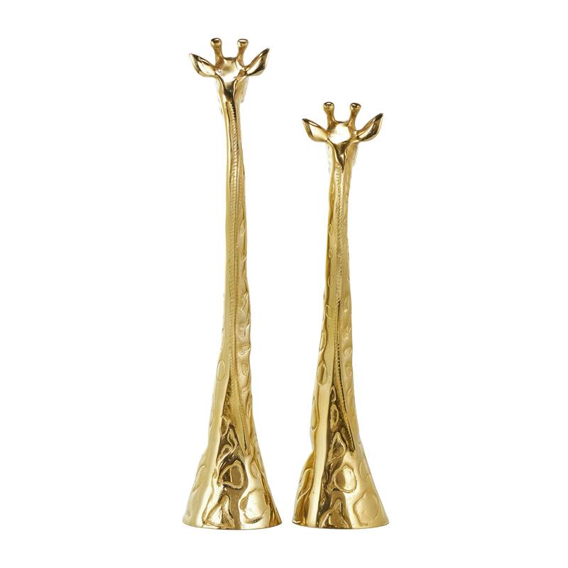 Gold Aluminum Metal Giraffe Decorative Sculpture (Set of 2)