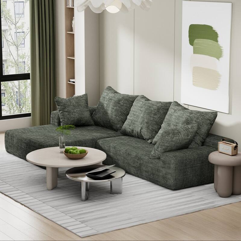 Momei L-Shaped Sofa - High-Density Foam with Spring, Multiple Cushions, Living Room