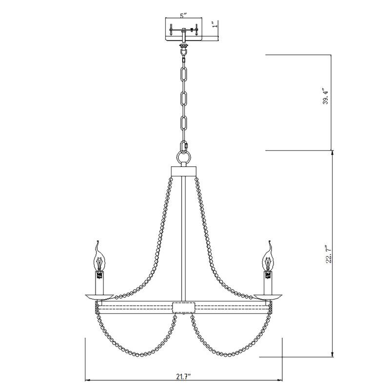 Vintage Chandelier Light Fixture Ceiling Light with Wood Bead