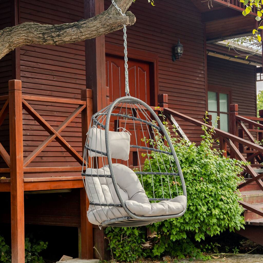 Nestfair Indoor Outdoor Hammock chair with Aluminum Frame and Cushion  Without Stand - Overstock - 32290350, image size:1024x1024
