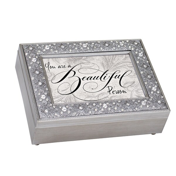 8" Gray and Black Stones Accented Music Keepsake Box - N/A