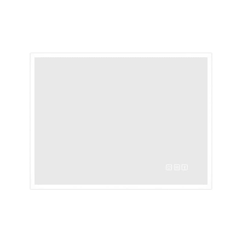 23.62 in. W x 31.49 in. H Rectangular Frameless Wall-Mounted Bathroom Vanity Mirror with Lights Anti Fog Touch Control - Silver