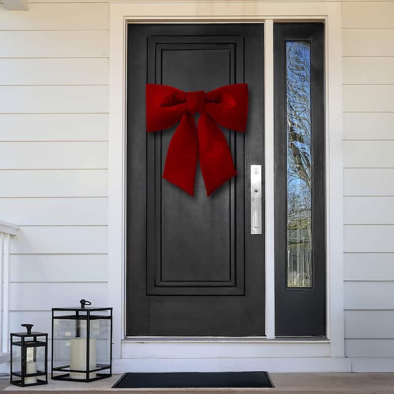 24" Wired Outdoor Padded Velvet Bow UV resistant