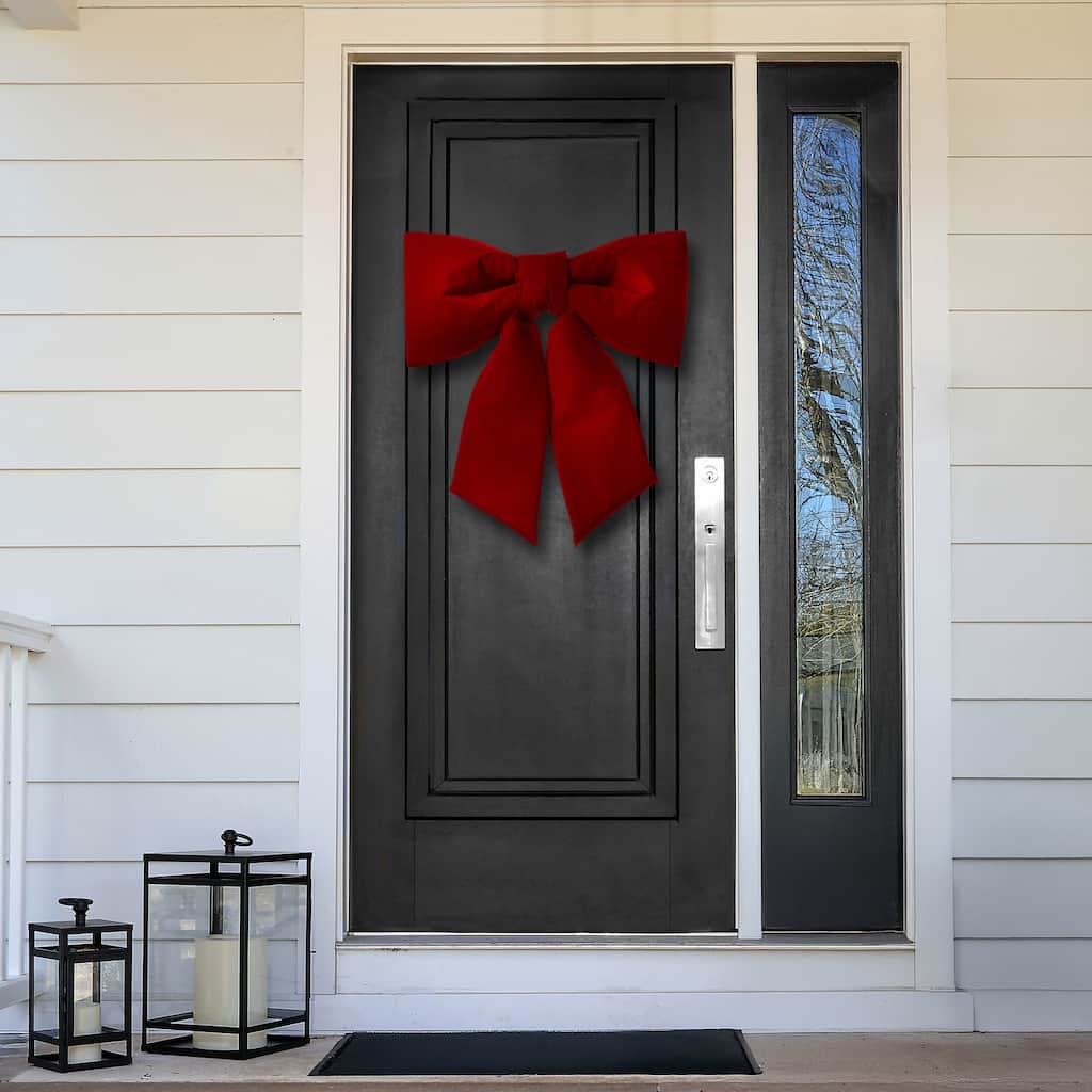 24" Wired Outdoor Padded Velvet Bow UV resistant