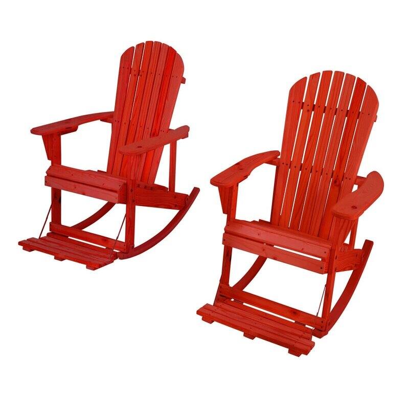 Zero Gravity Collection Adirondack Rocking Chair with Built-in Footrest (2 Pack)