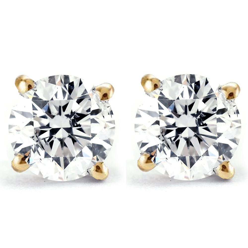 Bliss Diamond 2 Ct Diamond Studs With Screw Backs Yellow Gold