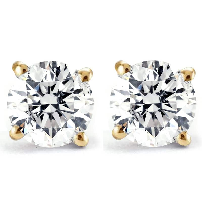 Bliss Diamond 2 Ct Diamond Studs With Screw Backs Yellow Gold - Yellow