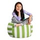 preview thumbnail 162 of 192, Kids' Stuffed Animal Storage Bean Bag Chair Cover or Toy Organizer 27 Inches Medium - Canvas Stripes Green and White