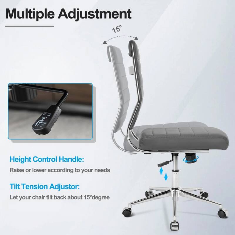 Armless Ergonomic Office Chair Modern Swivel Chair for Home & Office