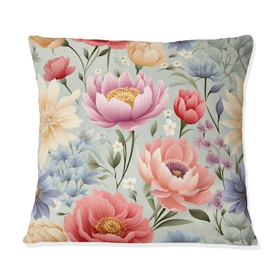 Designart "Pastel Garden Floral Happiness" Floral Printed Throw Pillow