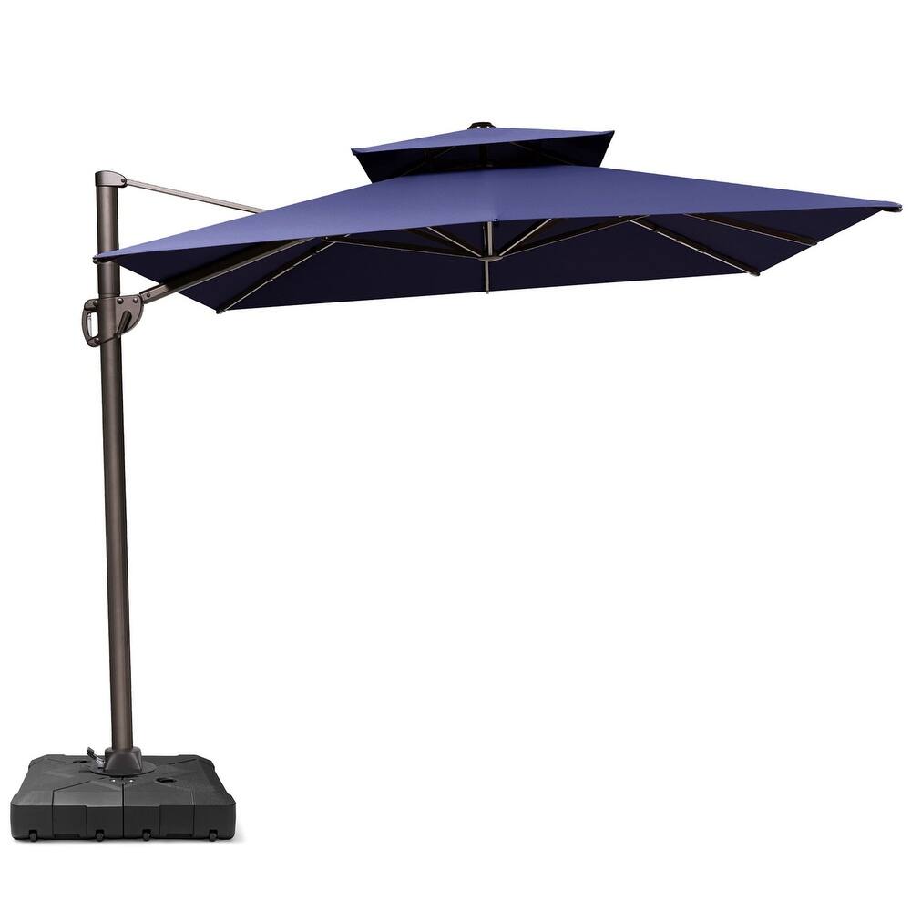 11 x 9 ft Patio Cantilever Offset Umbrella with 360-degree Rotation, Base Included