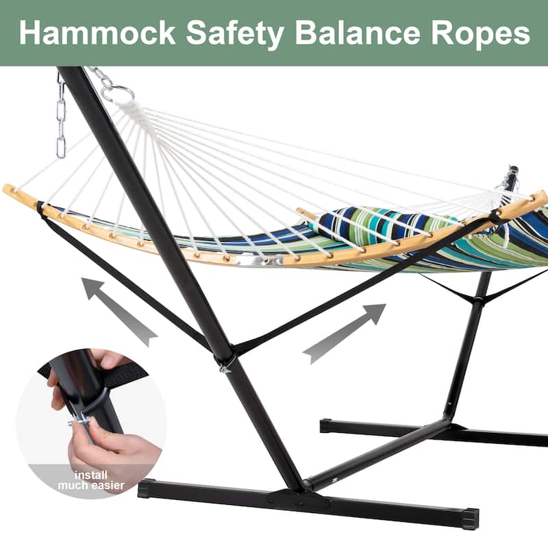 2-person Outdoor Hammock with Stand & Pillow