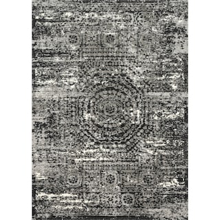 Alexander Home Cassidy Distressed Medallion Charcoal Area Rug