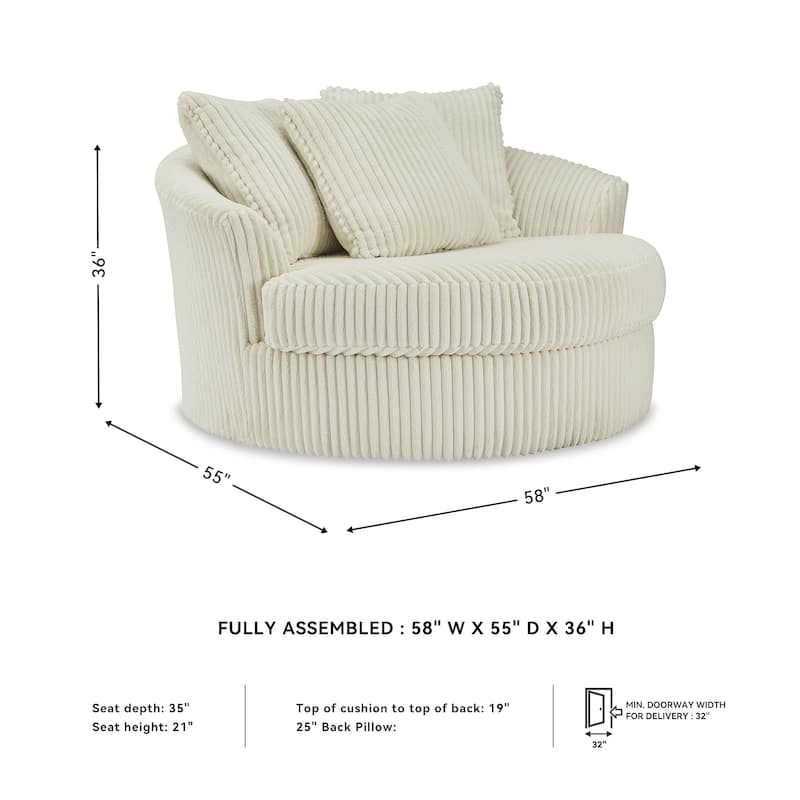 Signature Design by Ashley Lindyn Ivory Oversized Swivel Accent Chair - 58"W x 55"D x 36"H