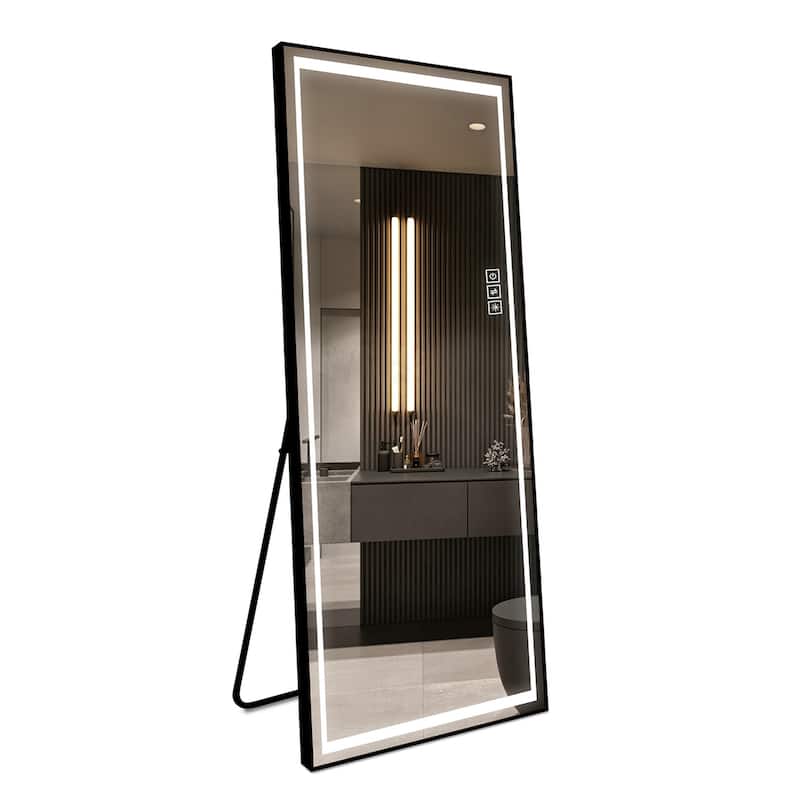 LED Mirror Full Length Mirror with Lights Wide - Black