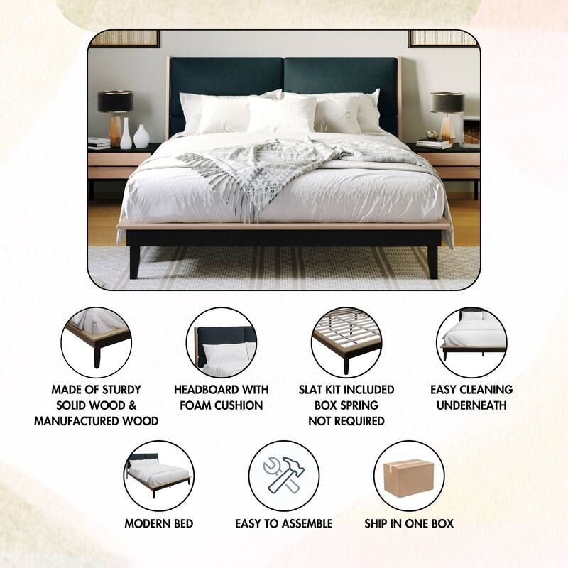 CraftPorch Mid-Century 4-pieces Wooden Bedroom Set