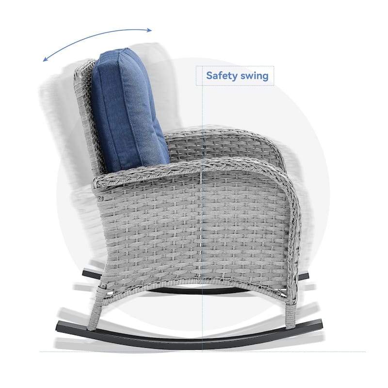 Gymojoy Outdoor Loveseat Sofa Coffee Table Rocking Chair SIde Table Set