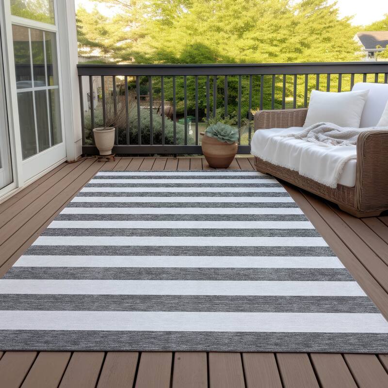 Dane Stripe Weather Resistant Classic Meets Modern Outdoor Rug