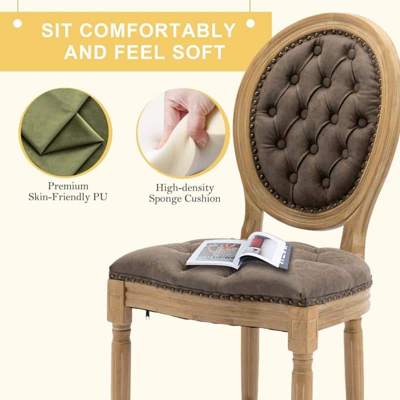 French Style Solid Wood Dining Chair with Nailhead Set of 6
