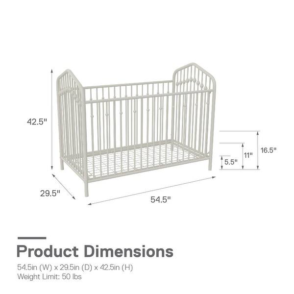 dimension image slide 0 of 2, Novogratz Bushwick Metal Crib with Adjustable Mattress Height