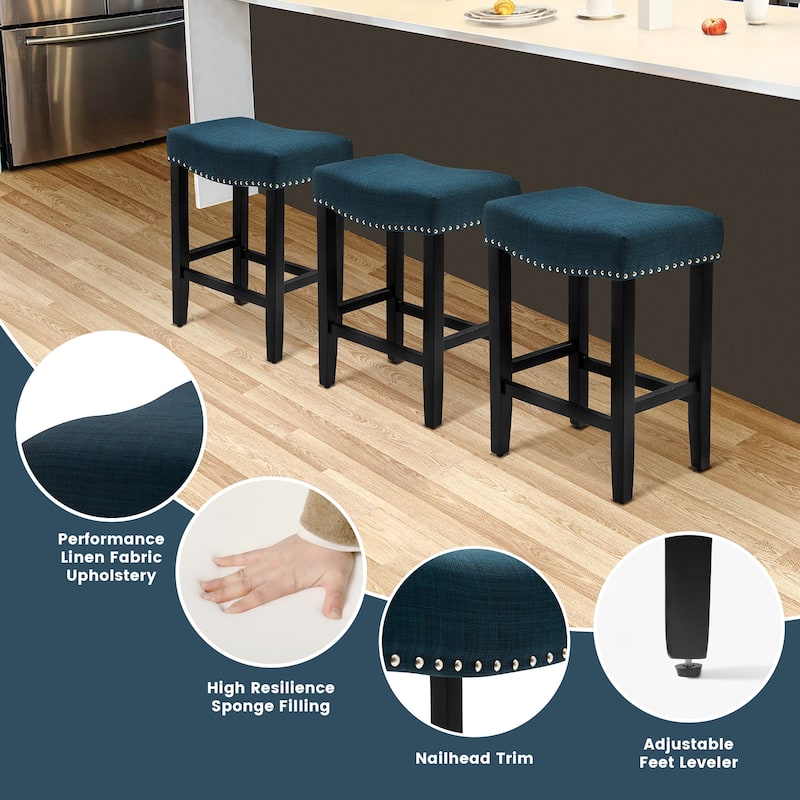 Jameson Upholstered Polyester Black 24 Inch Counter Stool
