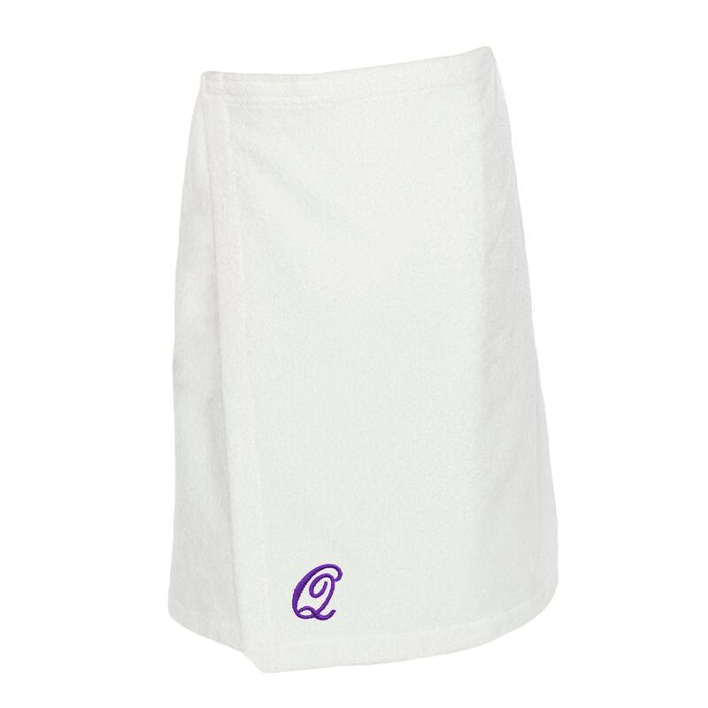 Authentic Hotel and Spa Turkish Cotton Terry Monogrammed White Womens Spa and Shower Towel Wrap - White/Q