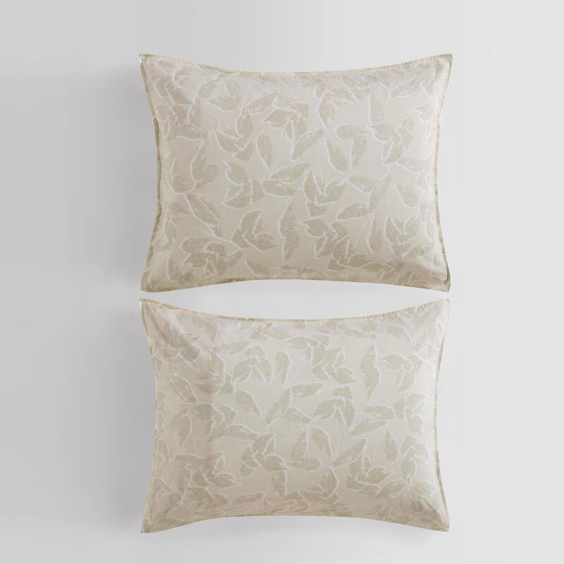 Calvin Klein Yellow Leaves Cotton Reversible Duvet Cover Set