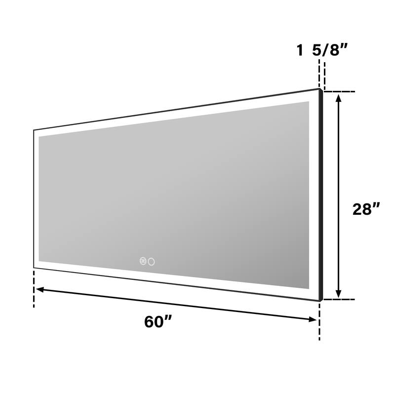 Wall Mounted Bathroom Framed LED Mirror With Dimmable Light Touch Sensor And Memory Function, Anti- Fog