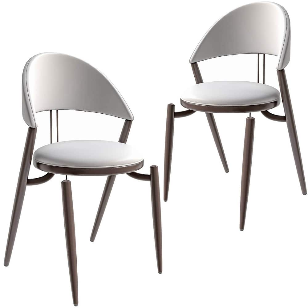 Venice Upholstered Leather Dining Chair (Set of 2) Open Back Accent Side Chair with Iron Legs