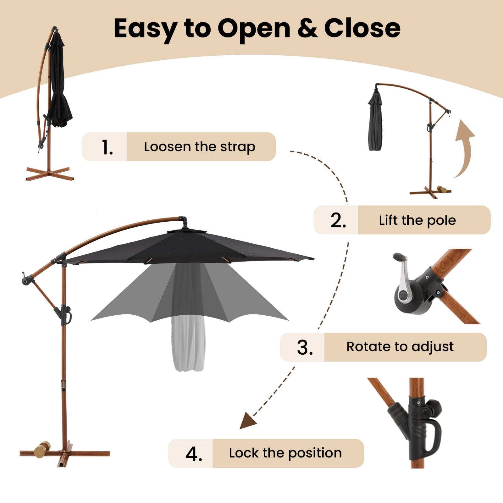 instructions 10feet patio umbrella Best Choice Products 10ft Outdoor Steel Market w/ Crank, Tilt Push Button, 6 Ribs and more BCP sets ABCCANOPY 10 ft Cantilever Offset