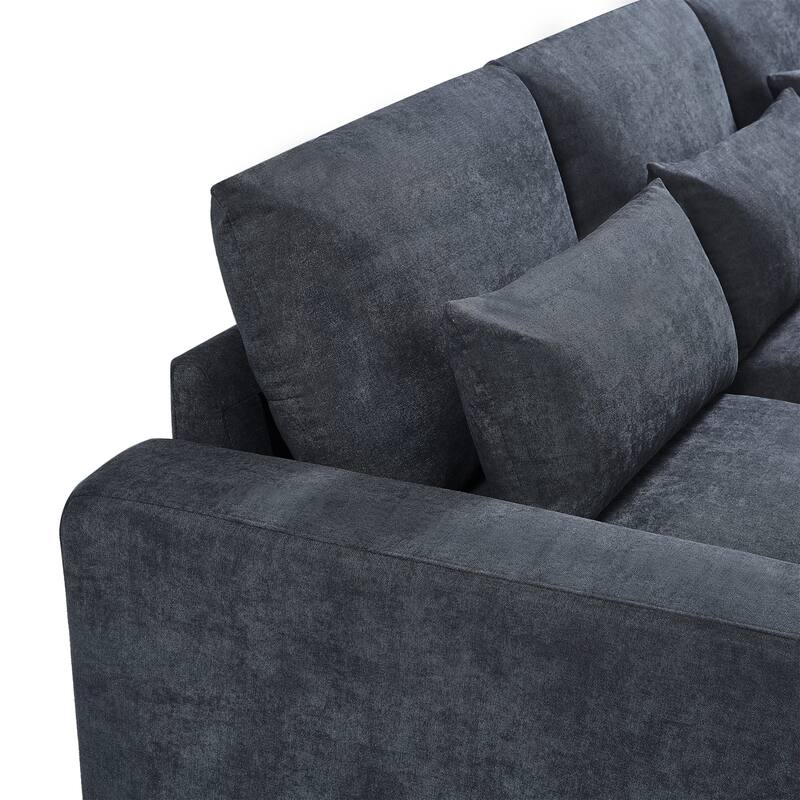 Spacious 5-Seater Sofa Chaise with Removable Cushions and Pillow Set for Home Comfort