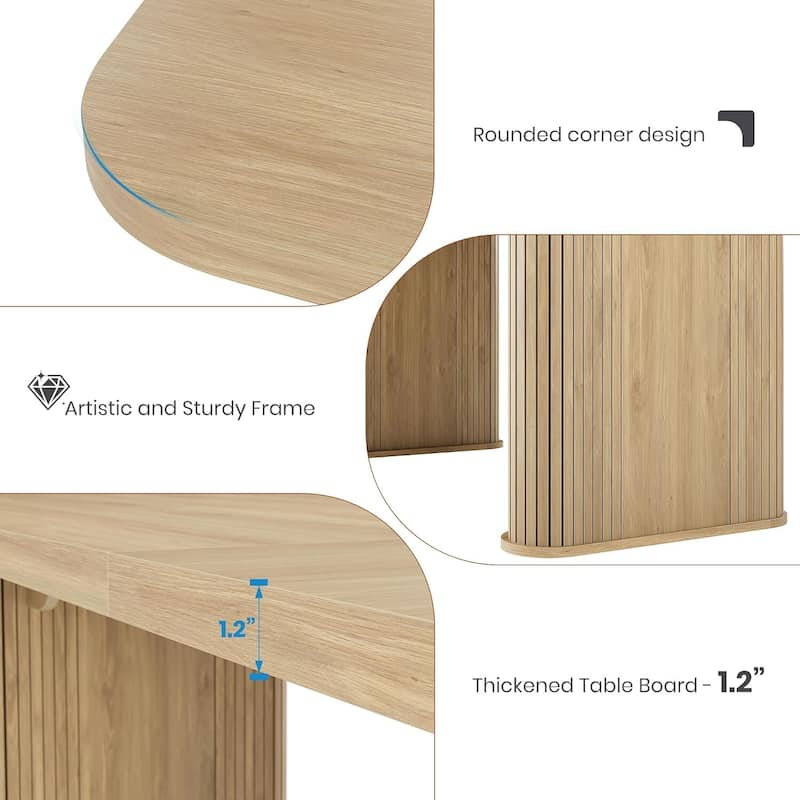 62 inch Kitchen Dining Table with Grille Design for Dining, Home, Office (Only Table)