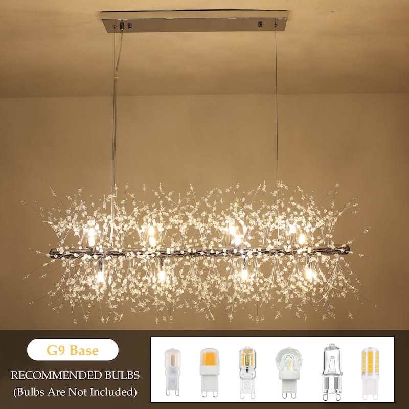 36.6 inch 12-Light Modern Firework Crystal Chandelier for Dining Room, Semi Flush Mount Chandelier for Dining Living Room
