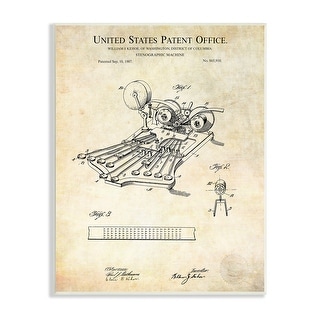 Stupell Stenograph Machine Blueprint Diagram Detailed Patent Text Wood ...