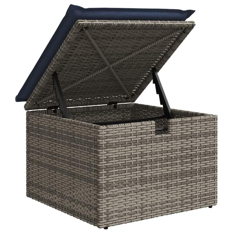 vidaXL Patio Sofa Set with Cushions and Table Outdoor Garden 8 Piece Poly Rattan - 24.4" x 24.4" x 27.2"