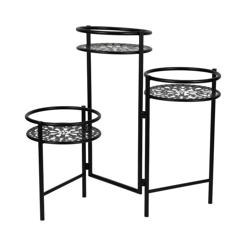 Sagebrook Home 22" Metal Folding 3Tier Plant Stand, Round, 22"H, Solid Color - 10" x 10" x 22"