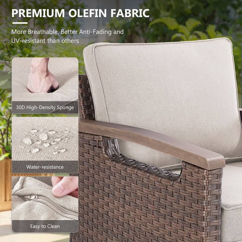 Gymojoy Wicker Patio Chairs Set of Two with Olefin Cushions Water-Resistant