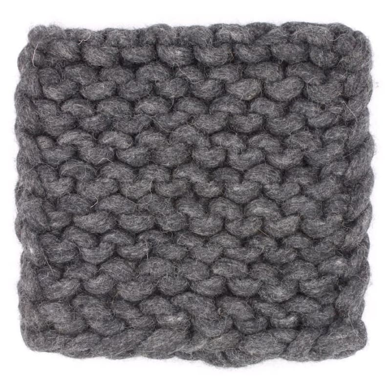 Chain Knitted Trivet CHAROCAL 8x8 Wool - A - CHARCOAL