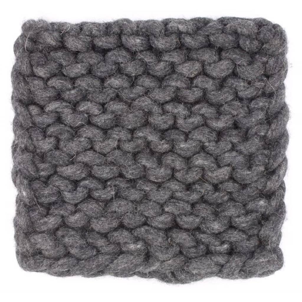 Chain Knitted Trivet CHAROCAL 8x8 Wool - A - CHARCOAL