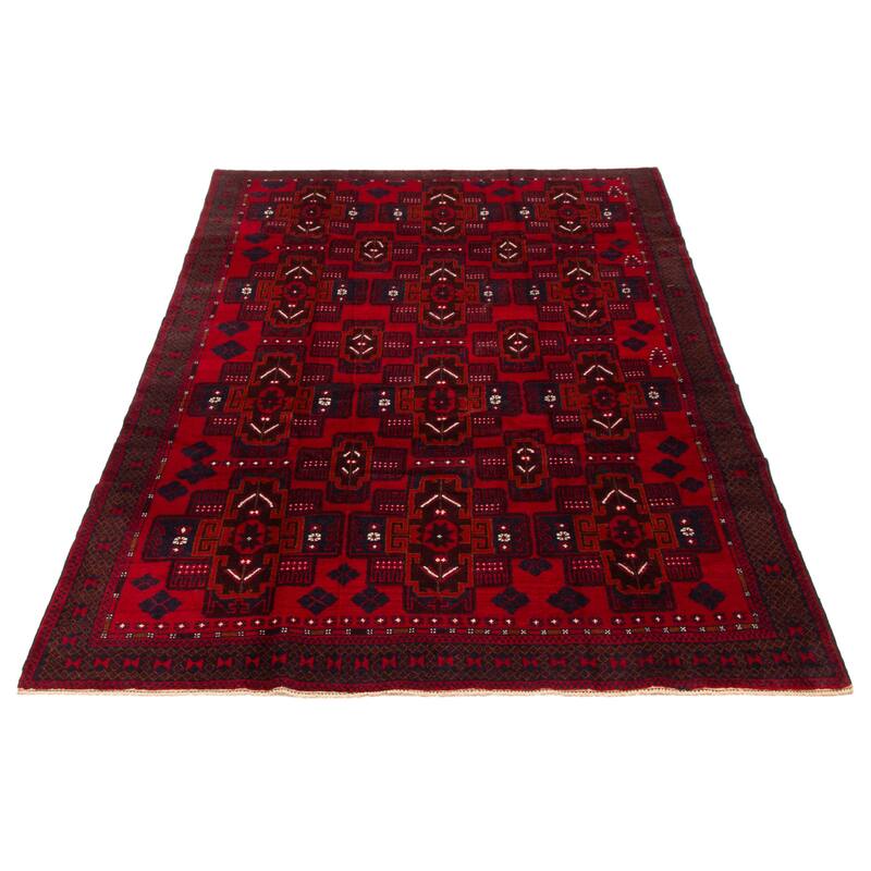 ECARPETGALLERY Hand-knotted Teimani Red Wool Rug - 6'1 x 9'4
