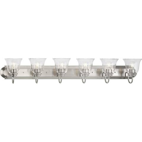 Six-Light Brushed Nickel Transitional Bath and Vanity Light with Clear Glass for Bathroom - Large