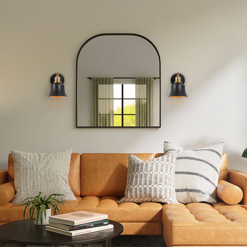Bellee Modern Farmhouse 1-light Black Gold Wall Light Dimmable Metal Sconce