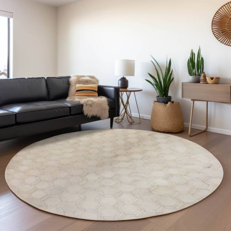 Premium Washable Super Soft Traditional Casual Mayfield Rug - Ivory - 8' x 8' - Round