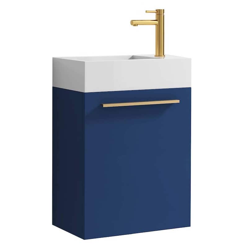 Blossom 18 Inch Floating Wall-Mount Vanity Set w/ Acrylic Sink - Navy Blue