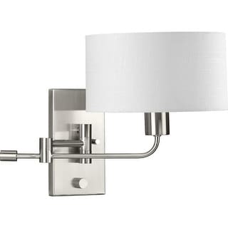 Carrick Collection One-Light Brushed Nickel Summer Linen Shade Transitional Wall Light - 10 in x 10.87 in x 11.75 in