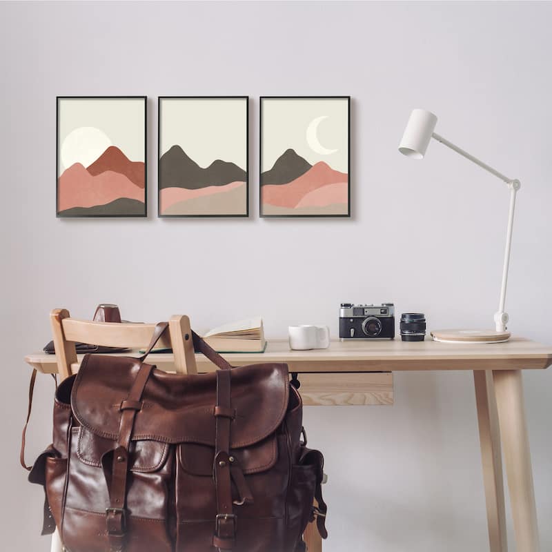 Stupell Sun and Crescent Moon Desert Canyon Mountain Landscape 3pc Multi Piece Framed Wall Art Set
