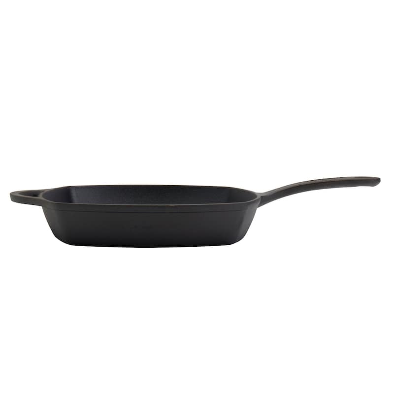 Mason Craft & More 10.25inch Pre-seasoned Cast Iron Square Grill Pan with Assist Handle